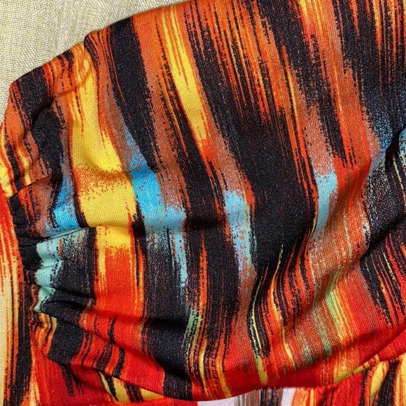 BEADED WESTERN DECOR HALTER DRESS SZ L REAR ELASTIC BACKLESS - Picture 5 of 16